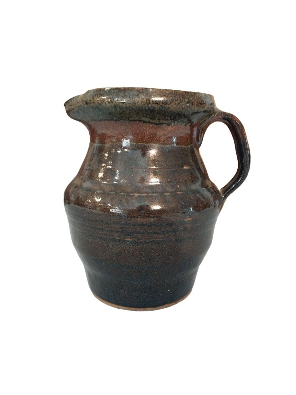 Vintage Gray And Brown Stoneware Pottery Rustic Pitcher Vase